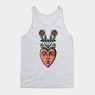 Traditional Tattoo Heart with Botanicals Tank Top